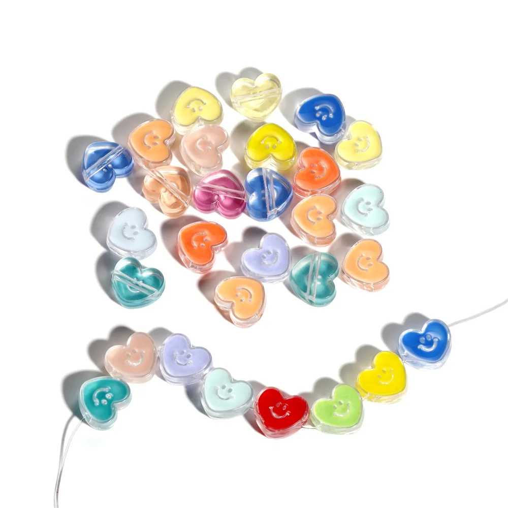 10 Teile/beutel Bunte Acryl Raum Perlen Herz Lächeln Perlen Handgemachte Decortion Für DIY Halskette Ohrringe Schmuck Machen Zubehör