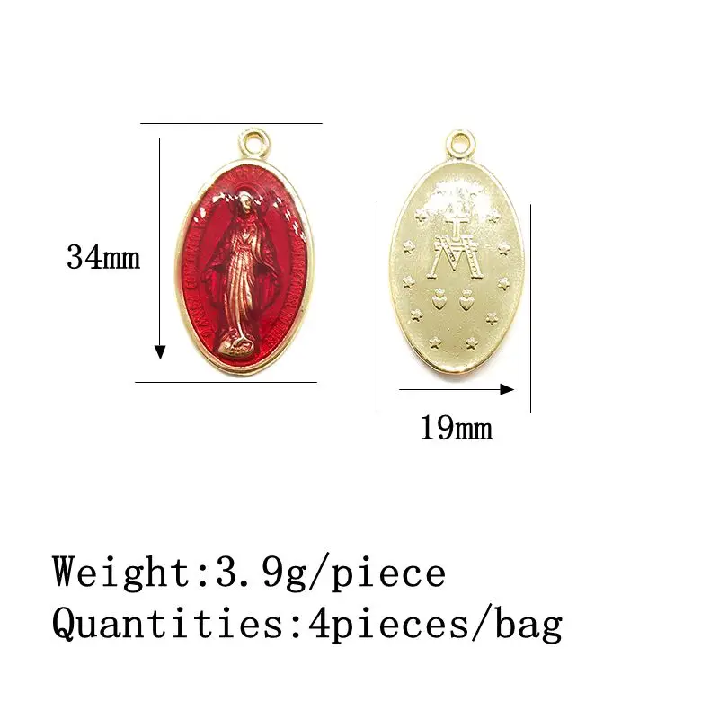 New 4pcs 34*19MM Zinc Alloy Candy Colors Drop Oil Big Religious Figure Charms Pendant DIY Jewelry Necklace Earring Accessories