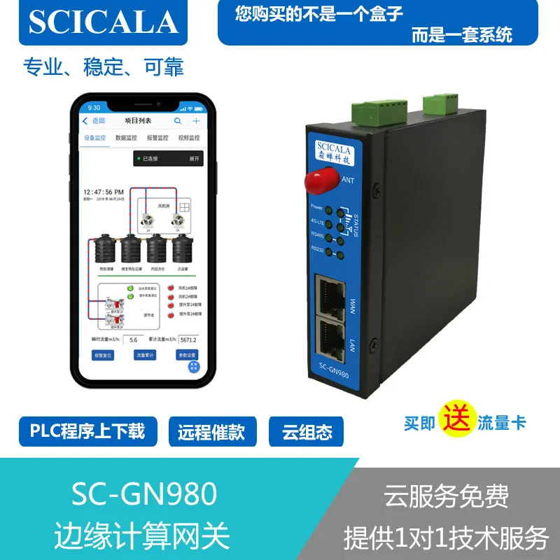 PLC Remote Monitoring Download Debugging APP Cloud Configuration Networking Box Edge Computing Gateway SC-GN980