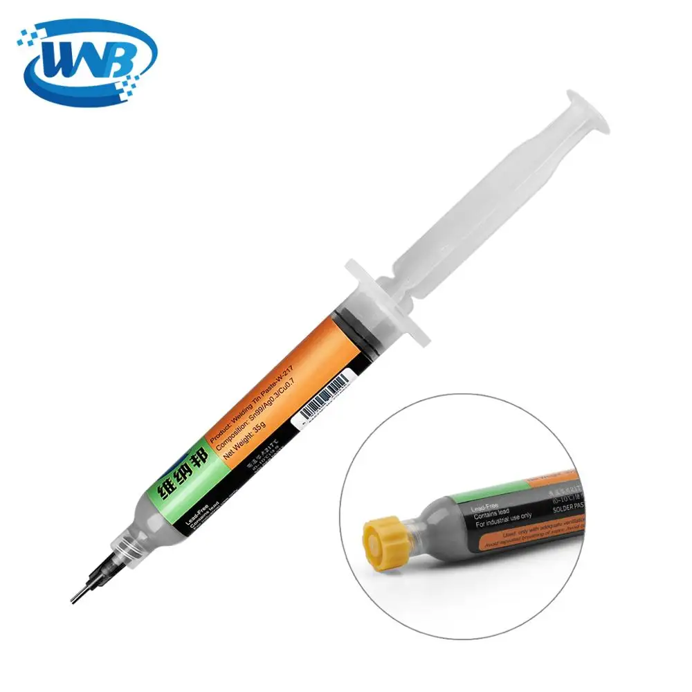 WNB 10cc Sn96.5/Ag3/Cu0.5 siringa saldatura senza piombo pasta di stagno punto di fusione 217 ℃ pasta per saldatura per riparazione componenti scheda madre