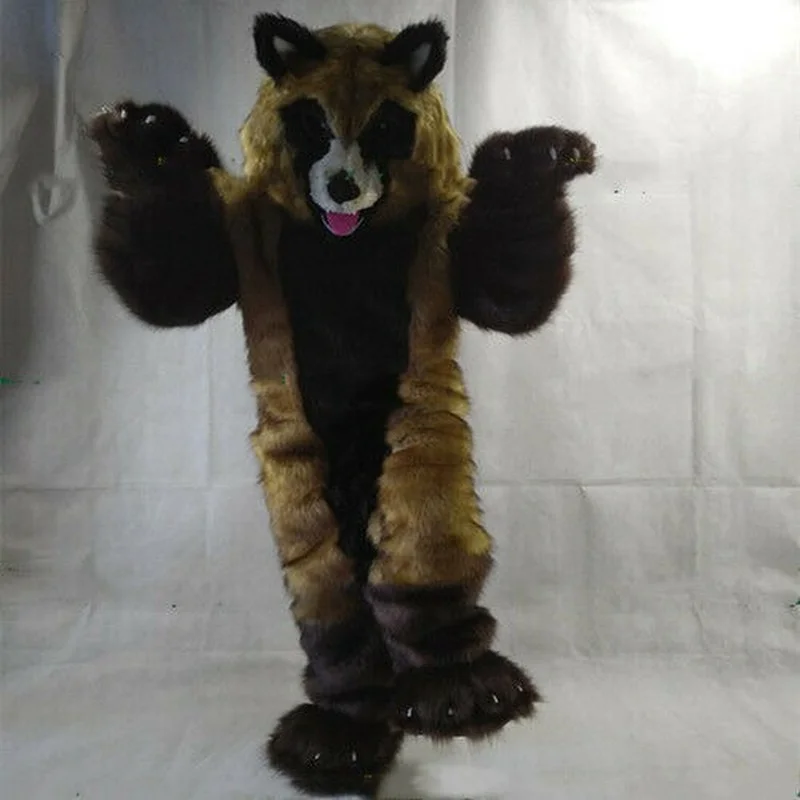 Long-haired simulation raccoon Mascot Costume Suits Cosplay Party Clothing Ad