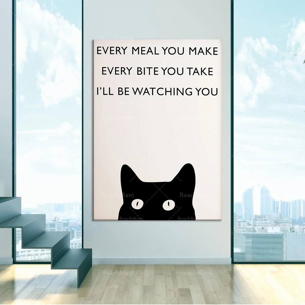 imprimé imprimé d’affichage de chat de cru, je te regarderai, impression d’animal, affiche de chat, impression de chat, art de