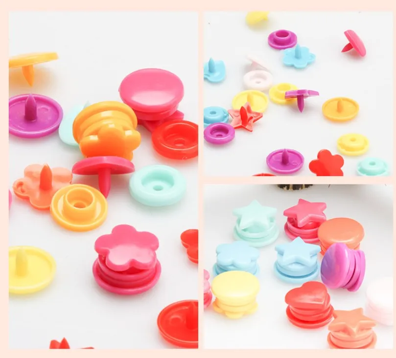 150set/box Flower Star Heart Shape T5 baby Resin snap buttons With plastic snaps Plier Press Stud Fasteners Poppers Tool Kit