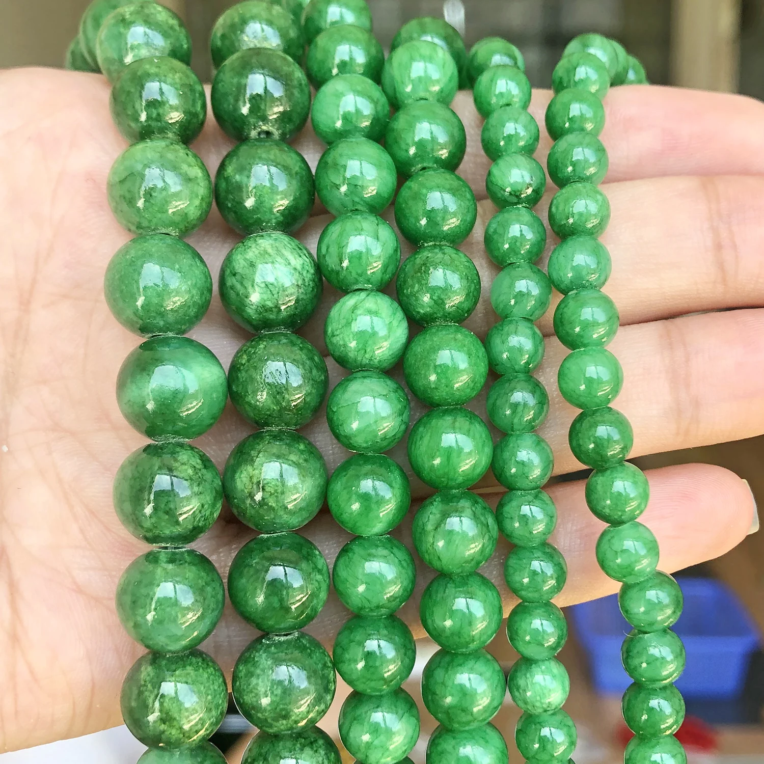 4 6 8mm Natural Stone Dark Green Emerald Jade Beads Round Loose Spacer Beads for Jewelry Making Diy Bracelet Earrings 15inch