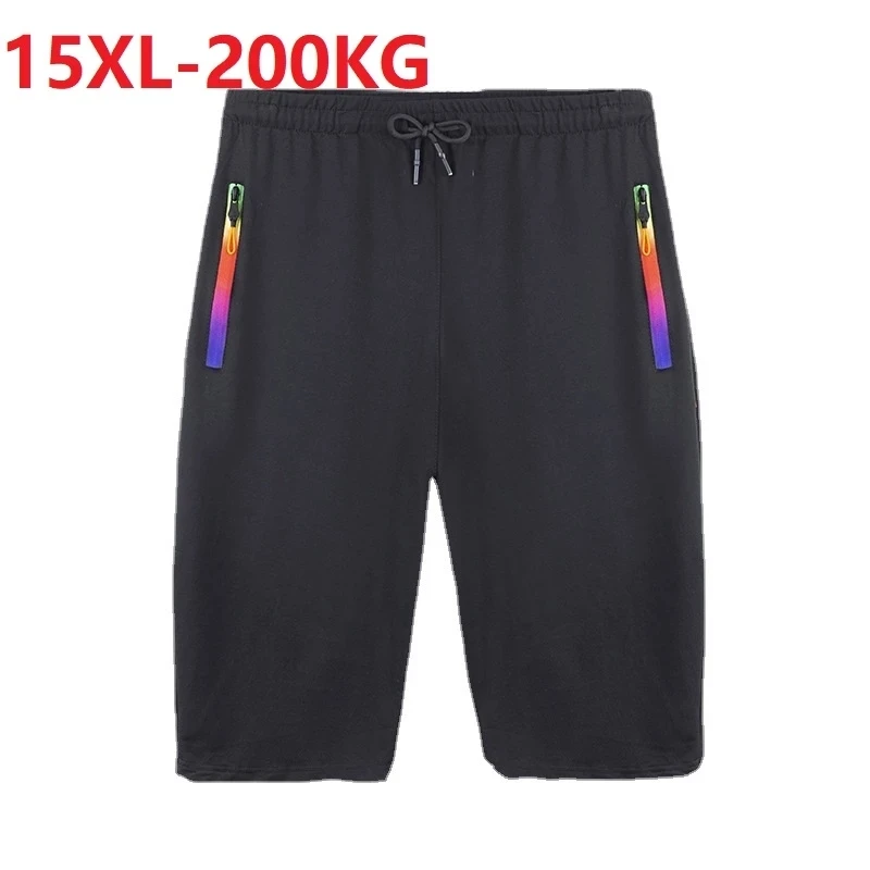 

summer men sweatpants sports pants zipper plus size 14XL10X 15XL Comfortable Breathable oversize elasticity knee length pants 70