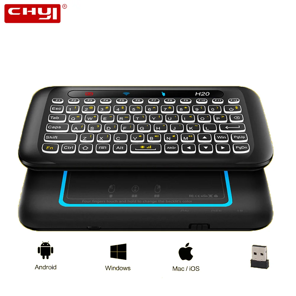 

Wireless Mini Keyboard Air Mouse Touchpad Rechargeable Handheld RGB Backlight Infrared Remote Control for Android TV BOX PC PS4