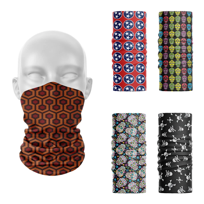 

3D Printed Funny Skull Lattice Ring Scarf Seamless Flexible Tubular Headband Sports Headdress Women Neck Hair Towel Hijab Scarf