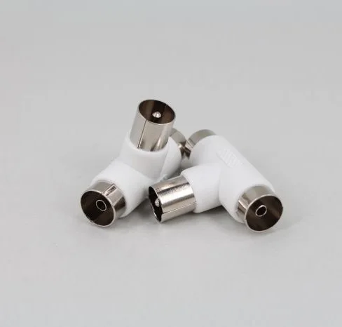 5pcs 75-5 Free Welding RF Television Plug Male to 2 Female 9.5 TV RF Terminal Antenna Connector White colour