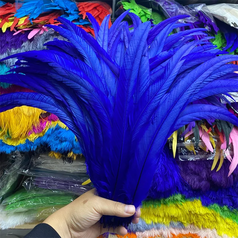 100pcs/lot Beautiful Plumes Diy Sapphire Carnival Decoration Dancers Feathers 16-18inches/40-45cm for Crafts