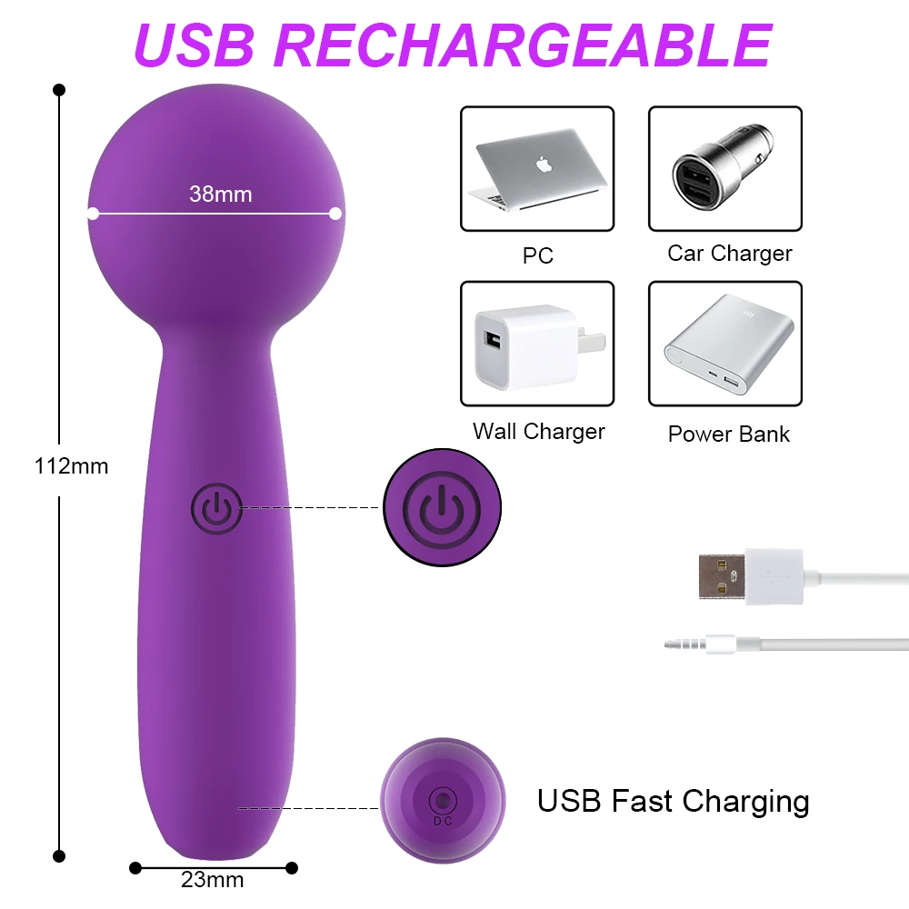 Mini Electric Massage Stick Multi Speed Vibration AV Magic Wand Vibrator G Spot Orgasm Dildo Clit Stimulation Sex Toys for Women - view 3