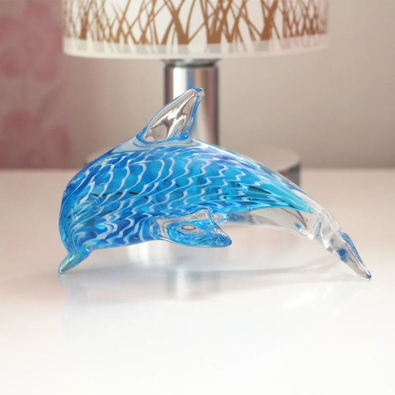 Boshan Glass Dolphin Crafts Aquarium Landscaping Marine Animal Model Room Decorations Souvenir Gifts