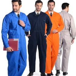 100% Cotton Jumpsuit Work Clothing Dust Proof Work Overalls Electric Welder Repairman Sailor Workshop Durable Coveralls Uniforms