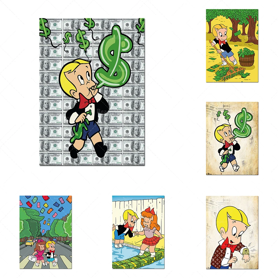

Richie Rich canvas, monopoly, cartoon canvas, fan wall art, rich, home decoration,