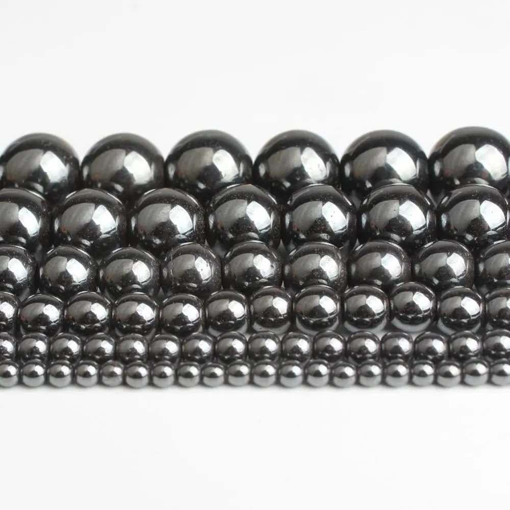 2/3/4/6/8/10mm Natural Stone Black Hematite Stone Round Loose Beads for Jewellery Making DIY Bracelet 15 inch Per Strand