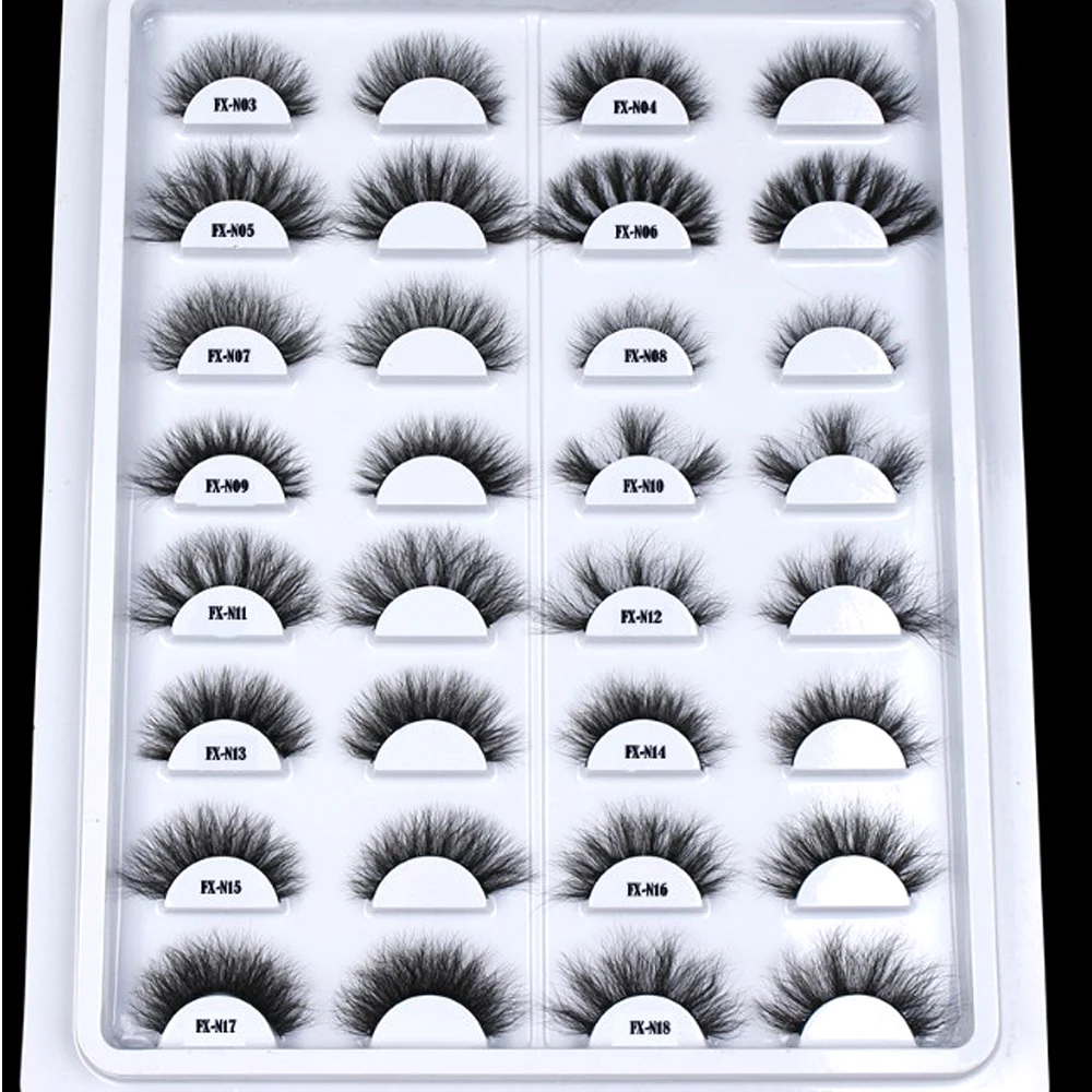 NEW 16 Pairs Fluffy Lashes 25mm 3D Mink Lashes Long Thick Natural False Eyelashes Wholesale Lashes Vendors Makeup Mink Eyelashes