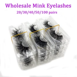 Wholesale Eyelashes 20/40/50/100pcs 5D Mink Lashes Natural Mink Eyelashes Wholesale False Eyelash Makeup Thick Fake Lash In Bulk