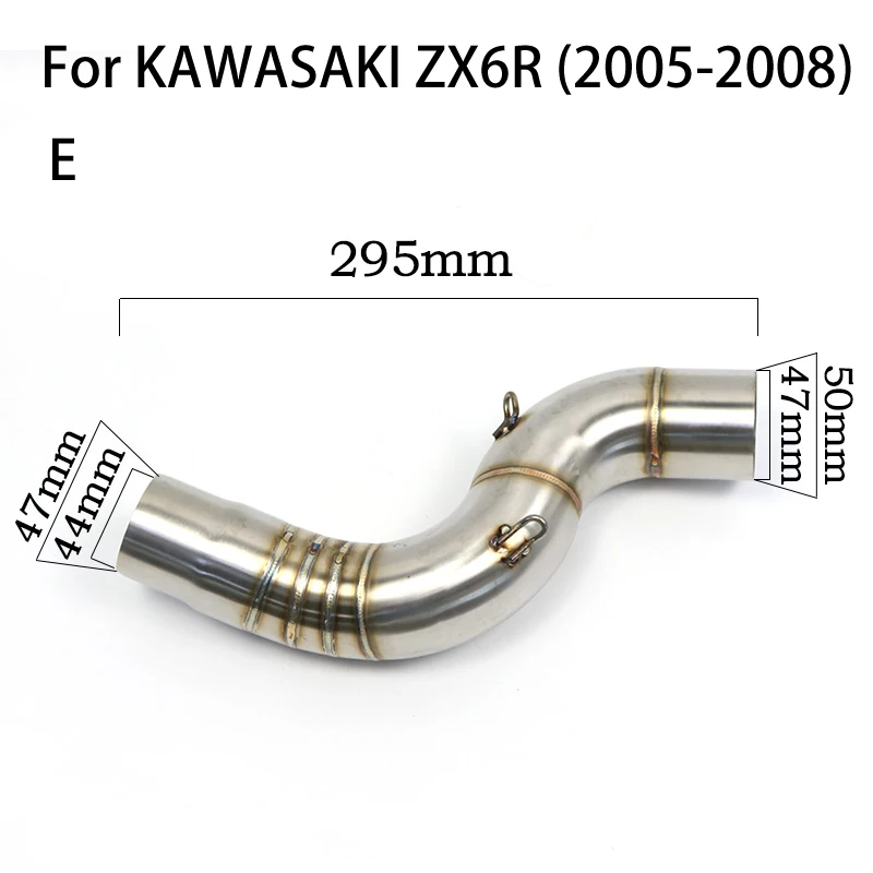 For Kawasaki ZX-6R 2003-2008 Motorcycle Exhaust Tailpipe Front Pipe Middle Link Connect Pipe Muffler Stainless Steel Slip On