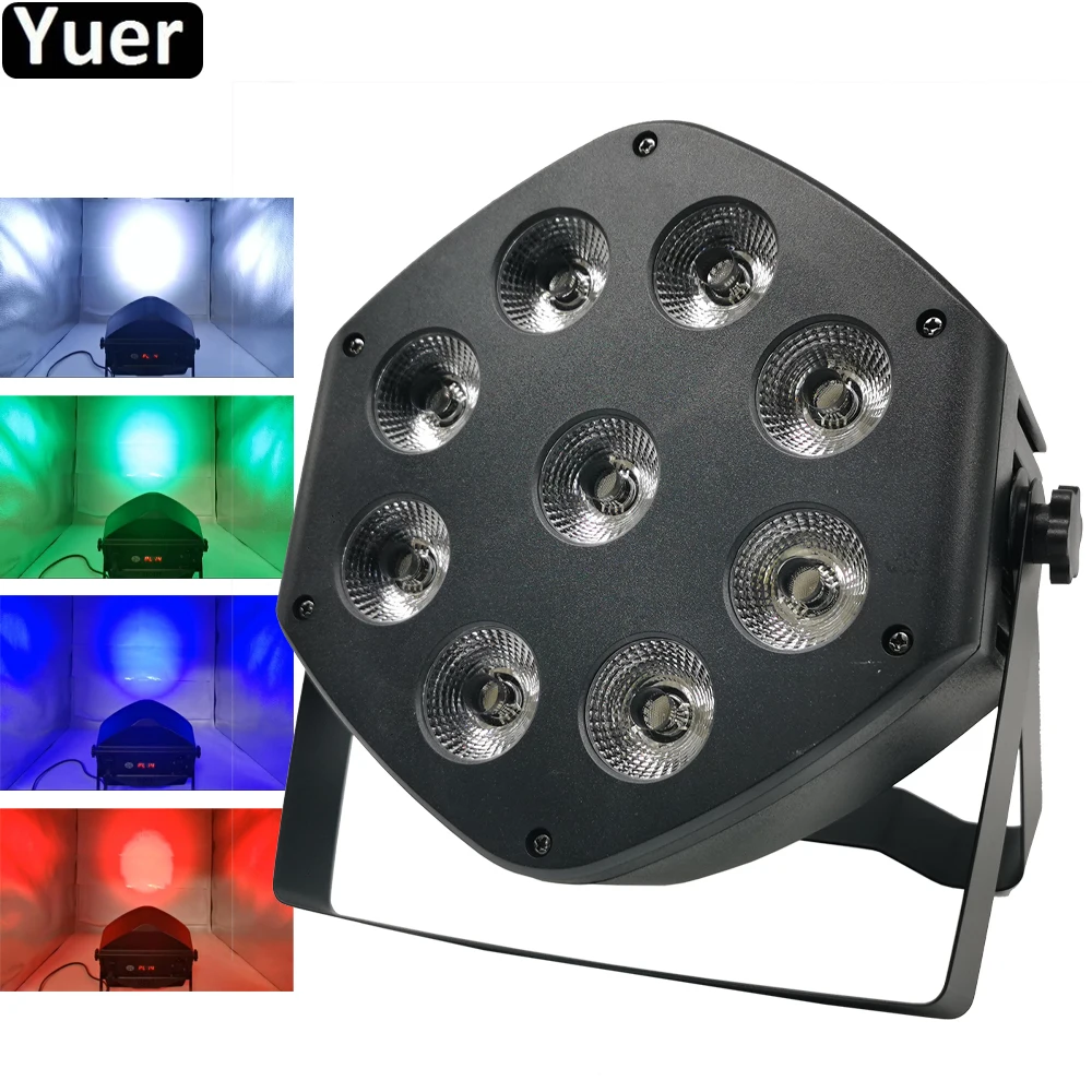 

New 9X10W RGBW 4IN1 LED Flat Par Light LED Disco Stage DJ Wash Beam Light DMX512 LED Remote Control Par Sound Party Disco Lights