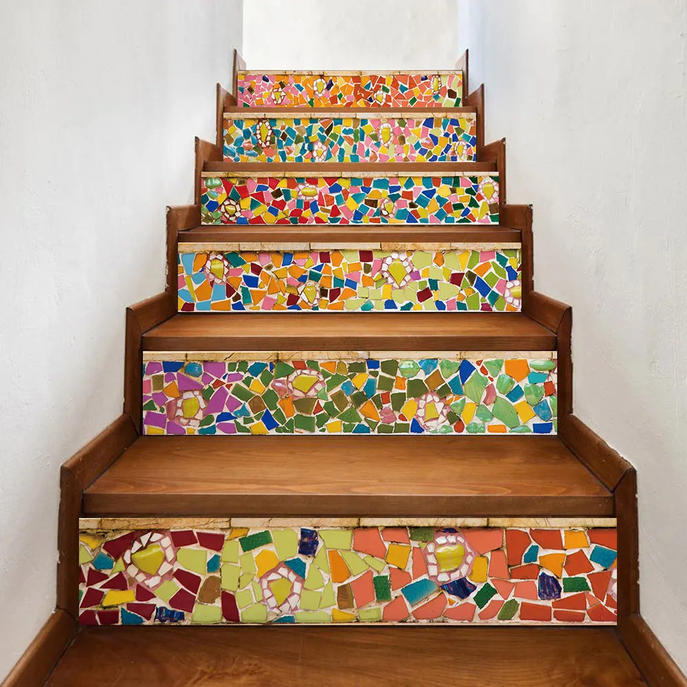 Self-adhesive innovative stairs stickers living room DIY color ceramic decoration home trade waterproof wall stickers pvc