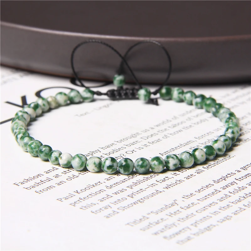 4mm Mini Quality Small Handmade Natural Mineral Quartz Stone Beaded Braided Bracelet Jewelry for Women Girl Men Homme Gifts