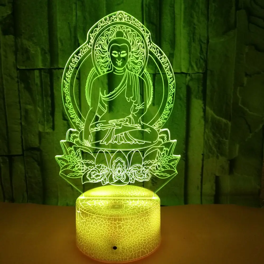 3D Night Light 7 Colorful Usb Buddha Modelling Creative Lamparas Buddhism Table Lamp 3D Led Sleep Lighting For Home Decor Gift