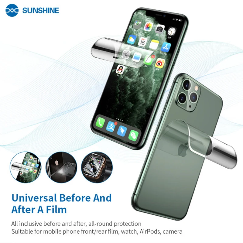 SUNSHINE SS-057-Lámina de hidrogel Flexible, protectores de pantalla para teléfonos móviles, película frontal cortada para máquina de SS-890C, 50 Uds.