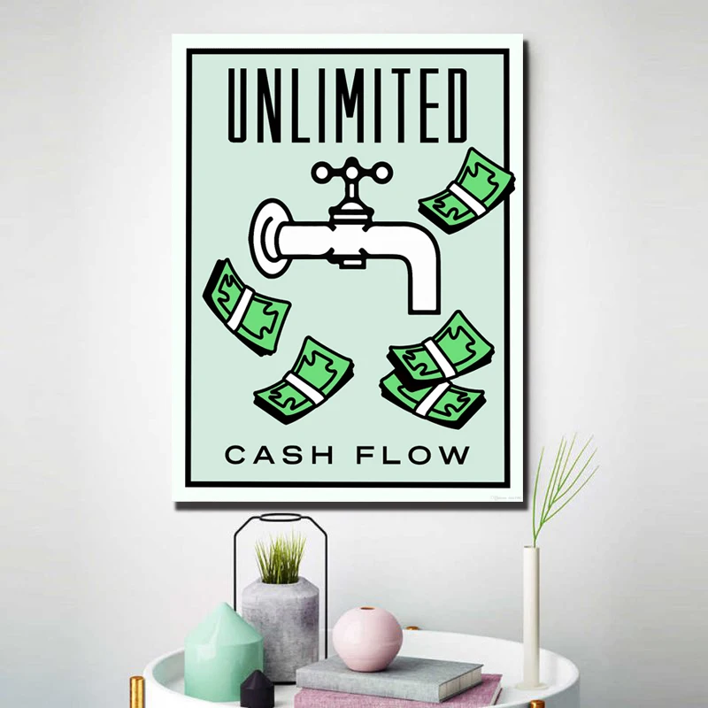 Monopolyingly Card Art Unlimited Cash Flow Canvas Poster Print Abstract Painting Picture Modern Office Room Decoration