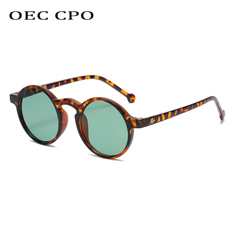 

OEC CPO Round Sunglasses Women Vintage Rivets Decorate Sun Glasses Men Fashion Classic Leopard Green Shades Eyewear UV400 Goggle