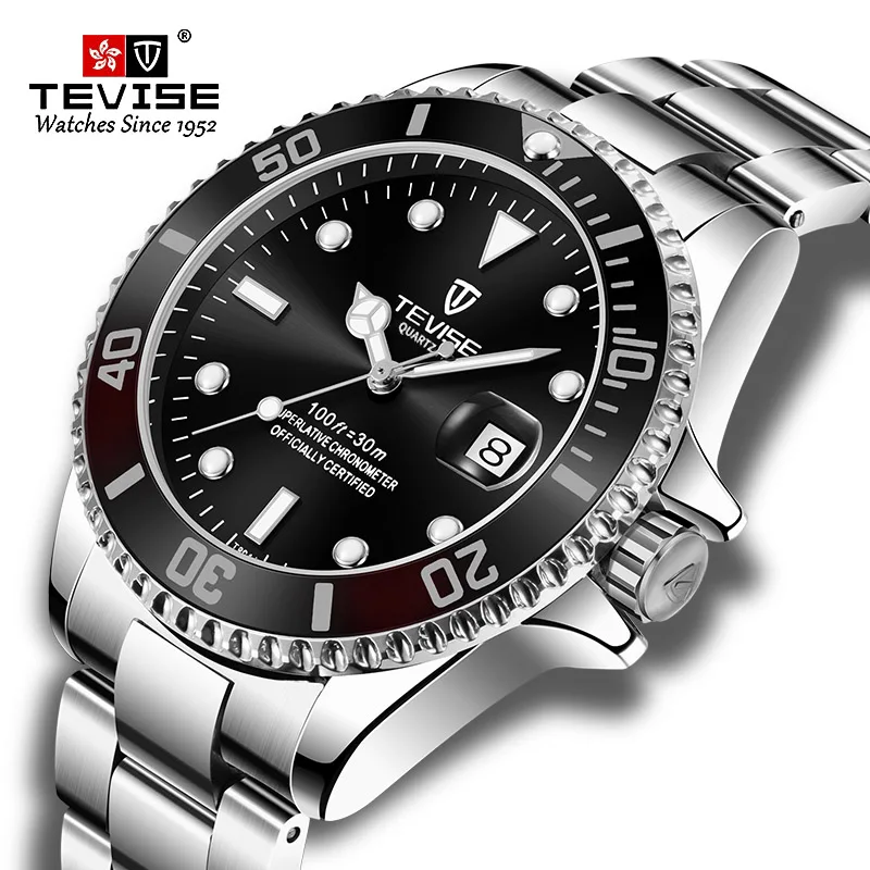 

Hot Sell 2020New Tevise Quartz Men's Watch Automatic Date Fashion Luxury Sport Watches Stainless Steel Clock Relogio Masculino