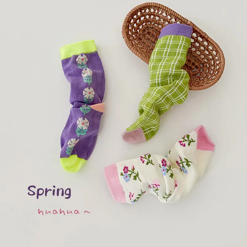 MILANCEL Kids Socks Floral Cotton Girls Socks Korean Casual Children Socks