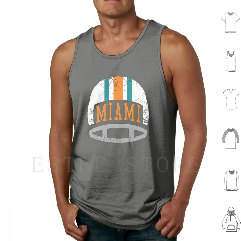 Miami Retro Helmet-Aqua Tank Tops Vest Fins Vintage Retro Dan Marino Dolphins Football Jay Cutler Dont Care Josh Rosen