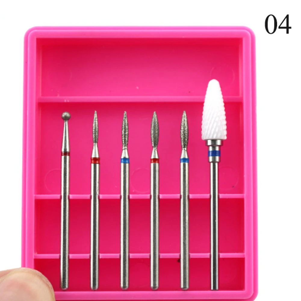 Eruika 6 Pcs Keramische Diamant Nail Boor Set Frees Voor Manicure Rotary Burr Schoon Bits Elektrische Machine Art Accessoire