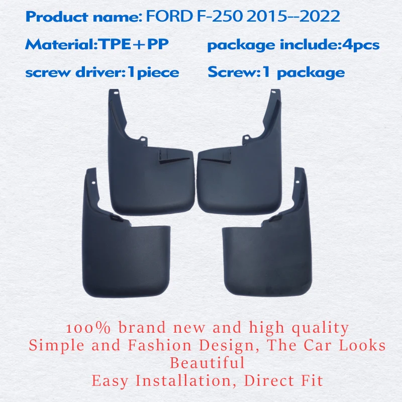 FOR Ford F-250 F250 Mudguard Fender Mud Flap Guards Splash Mudflaps Car Accessories Auto Styline Front Rear 4pcs Mudguards