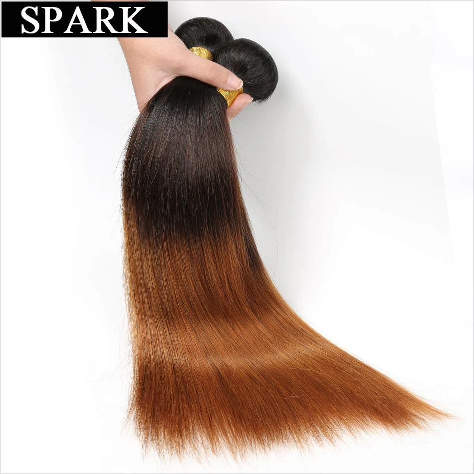 Spark Ombre capelli umani lisci brasiliani 1/3/4 pezzi fasci di tessuto per capelli Remy 100% tessitura di capelli umani per donna nera