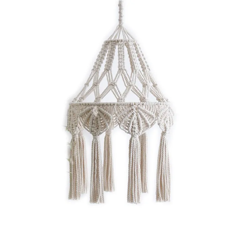 Macrame Wall Hanging Ins Style Hand-Woven Tapestry Girl Heart Bedroom Living Room Nordic Chandelier Cover Decoration