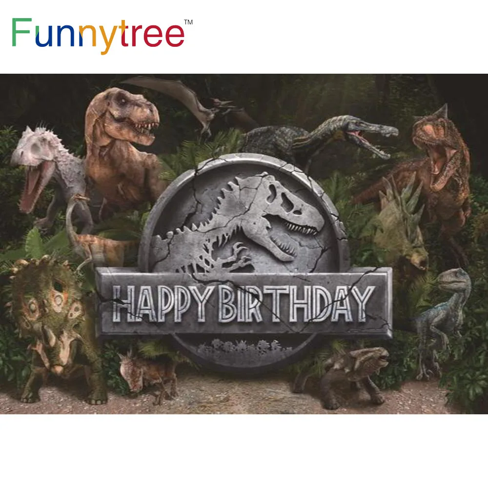 

Funnytree Birthday Dinosaurs Party Background Boy Realistic Theme Jungle Baby Shower Banner Backdrop Explore Safari Photozone