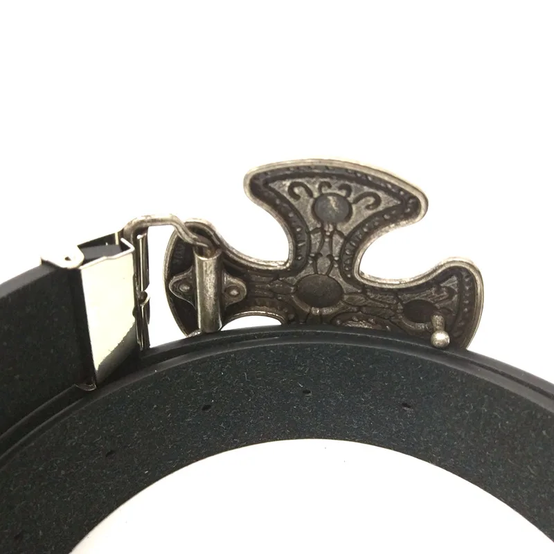 Ceinture de Cowboy occidentale en cuir PU noir, décontractée, pour homme et garçon, avec croix Turquoise Vintage, boucle en métal, accessoires à la mode