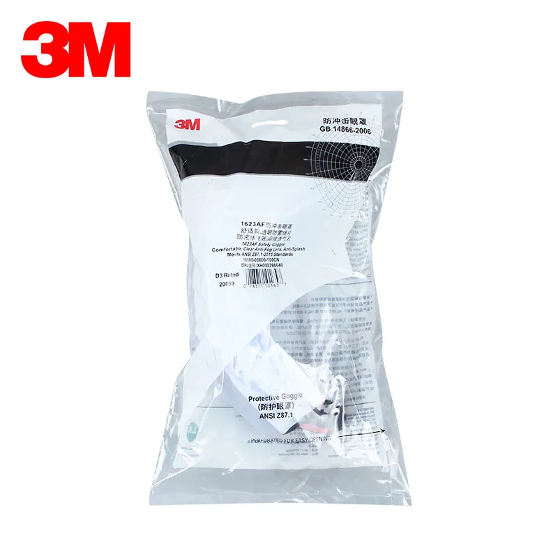 3M 1623AF protective glasses Big vision Chemistry safety goggles Anti-fog Anti-splashing work safety glasses