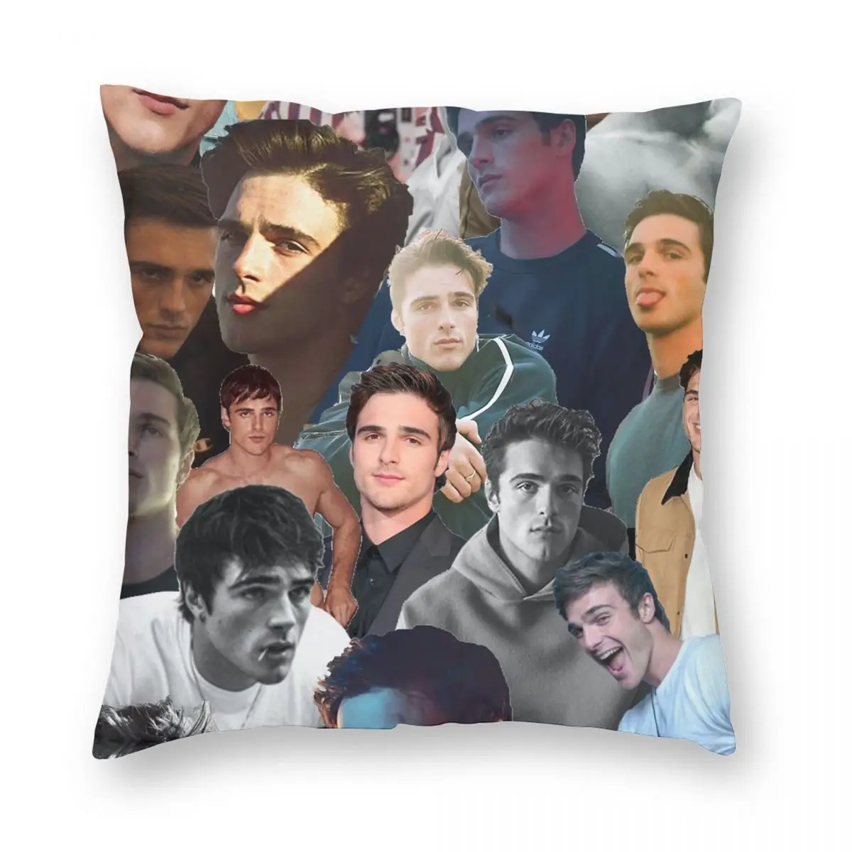 Jacob Elordi Collage Square Pillowcase Polyester Linen Velvet Printed Zip Decor Throw Pillow Case Sofa Cushion Cover