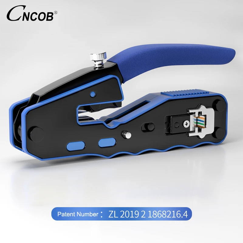 CNCOB RJ45 Crimp Tool for Cat6 Cat5e Cat5 Cable, RJ-45 Crimping Stripper Cutter with 30pcs Cat 6 Pass Through Connectors