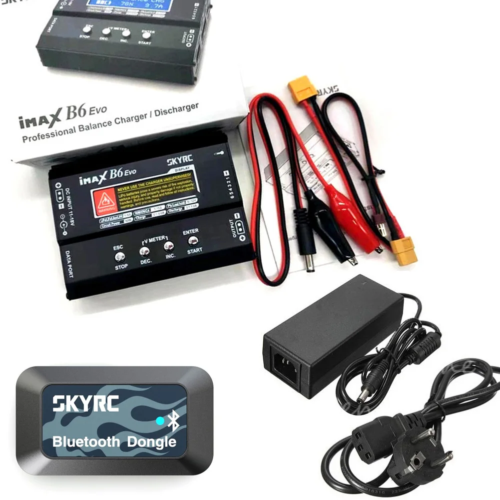 SKYRC IMAX B6 EVO Balance Charger Discharger 60W 6A + 12v 5A Adapter w/ Bluetooth Dongle For NiMH NiCD LiHV NiCd Lipo Battery