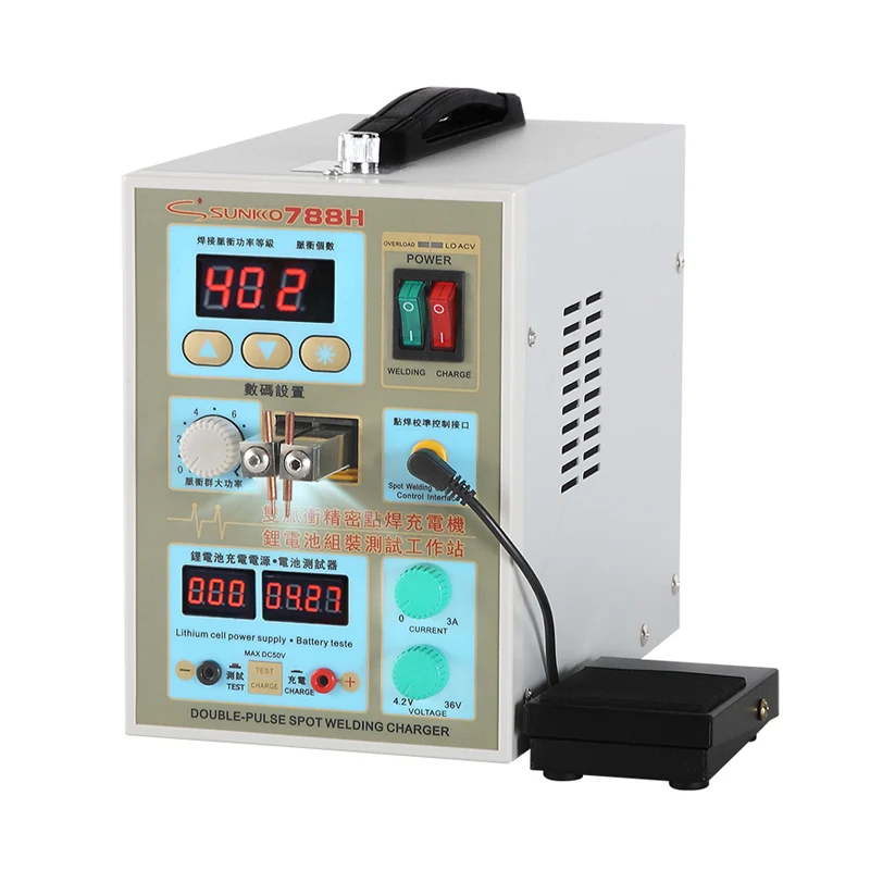 SUNKKO 788H 1.5KW Spot Welder 18650 Battery Packs Welding Lithium Battery Charging Test Multifunction Pulse Spot Welding Machine