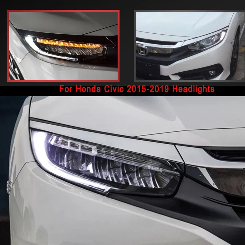 Car Styling LED Head Lamp for Honda Civic headlights 2015-2019  new Civic LED H7 hid Q5 Bi-Xenon Lens low beam