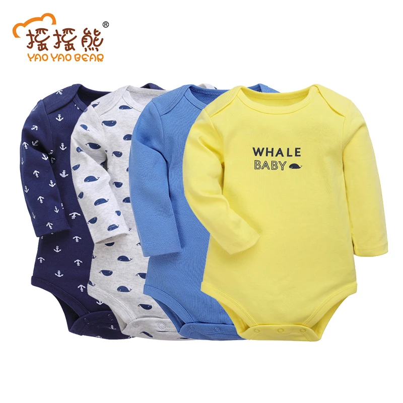 

4pcs/lot Cotton Baby Boy Girl Roupa De Bebes Newborn Jumpsuit Long Sleeve Pure Cotton Pajamas 0-24 Months Rompers Baby Clothes