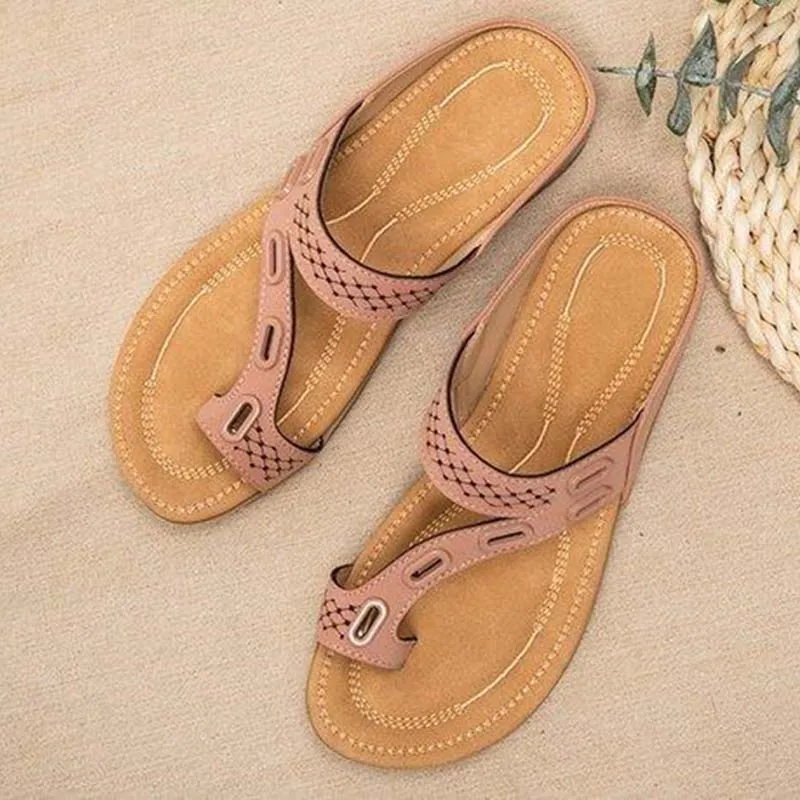 Sandalias ortopédicas de primera calidad para mujer, chanclas planas Vintage antideslizantes, zapatos para mujer, 899