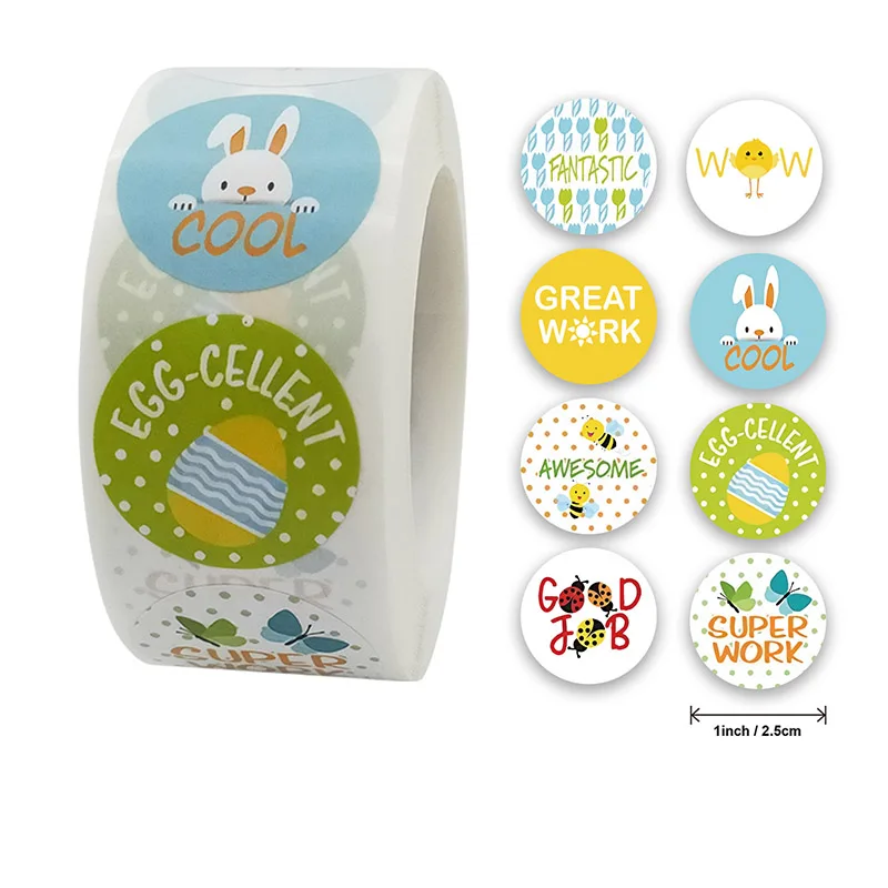 500pcs/Roll Funny Animal Series Children Learning Reward Stationery Sticker Fashion Cartoon Rabbit Seal Stickers