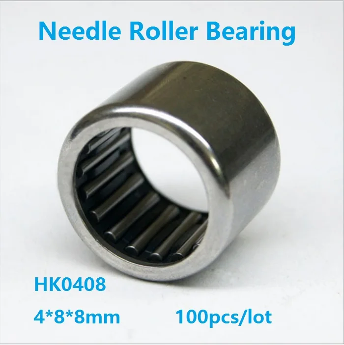 

100pcs/lot HK0408 HK040808 Drawn Cup Type Needle Roller Bearing 4*8*8 mm Miniature High quality