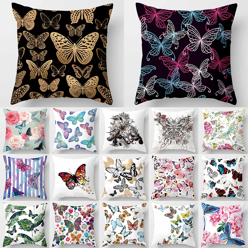 Colorful Butterfly Polyester Pillowcase Throw Pillow Printed Case On Pillow Cushion Cover  Home Decor Pillows  40849-064