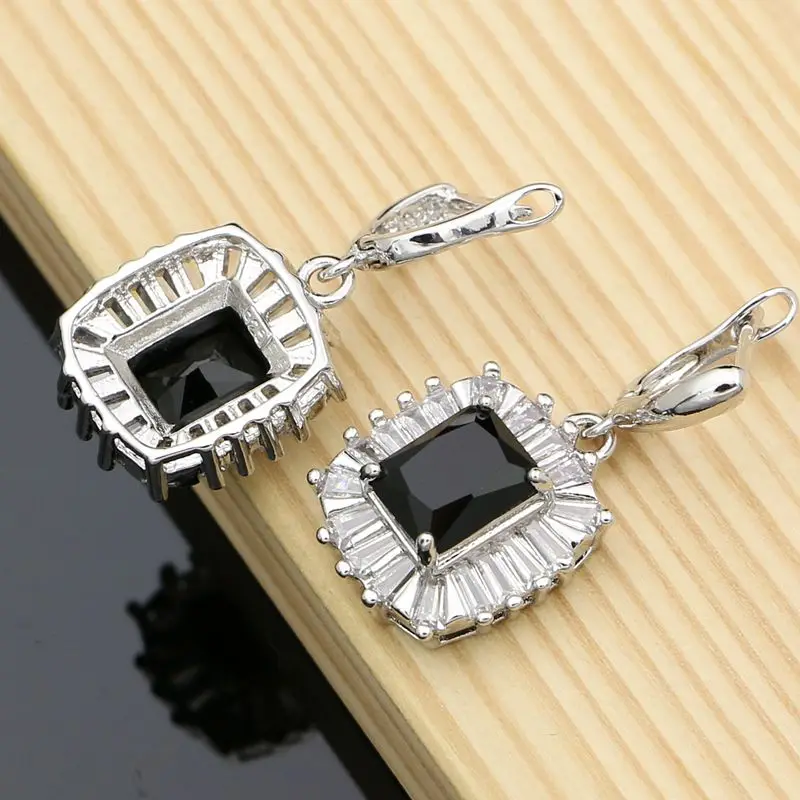 Squar Stone Charm Earring Black Cubic Zirconia Earrings Accessories For Women Dropshipping Fashion Jewelry