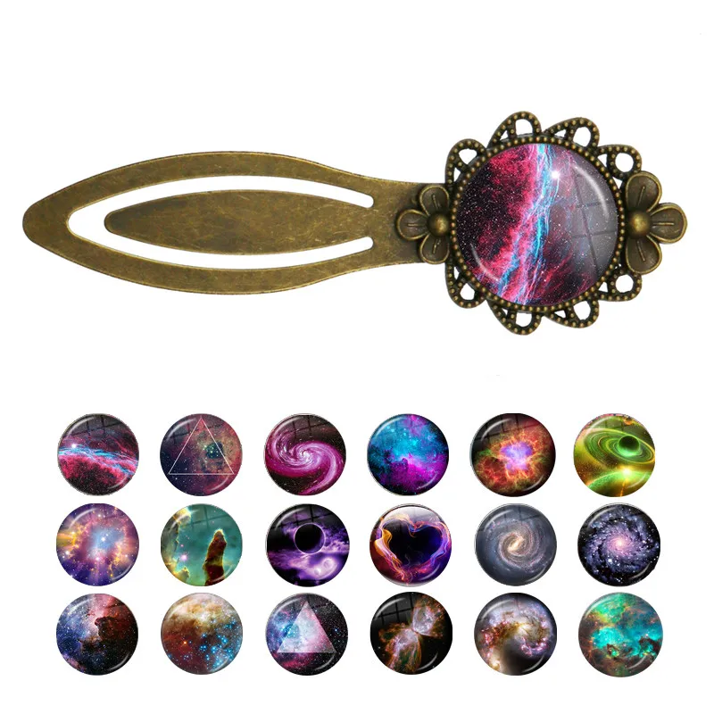 HOT!Charming Nebula Metal Bookmarks Galaxy Space Crystal Space Universe Milky Way DIY Decoration Book Marks